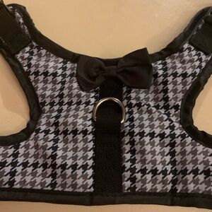 Stylish Black and Gray Dog Harness with Bow